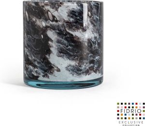 Fidrio Design Vaas Cilinder GRANITO glas mondgeblazen bloemenvaas diameter 17 cm hoogte 18 cm