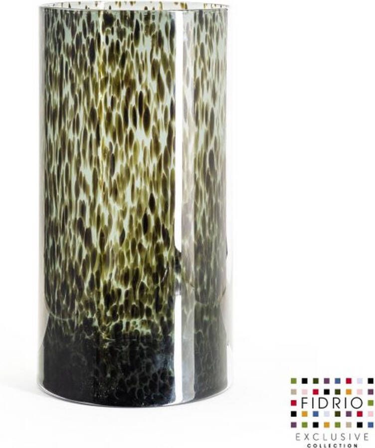 Fidrio Design Vaas Cilinder GREY BLACK glas mondgeblazen bloemenvaas diameter 20 cm hoogte 38 cm
