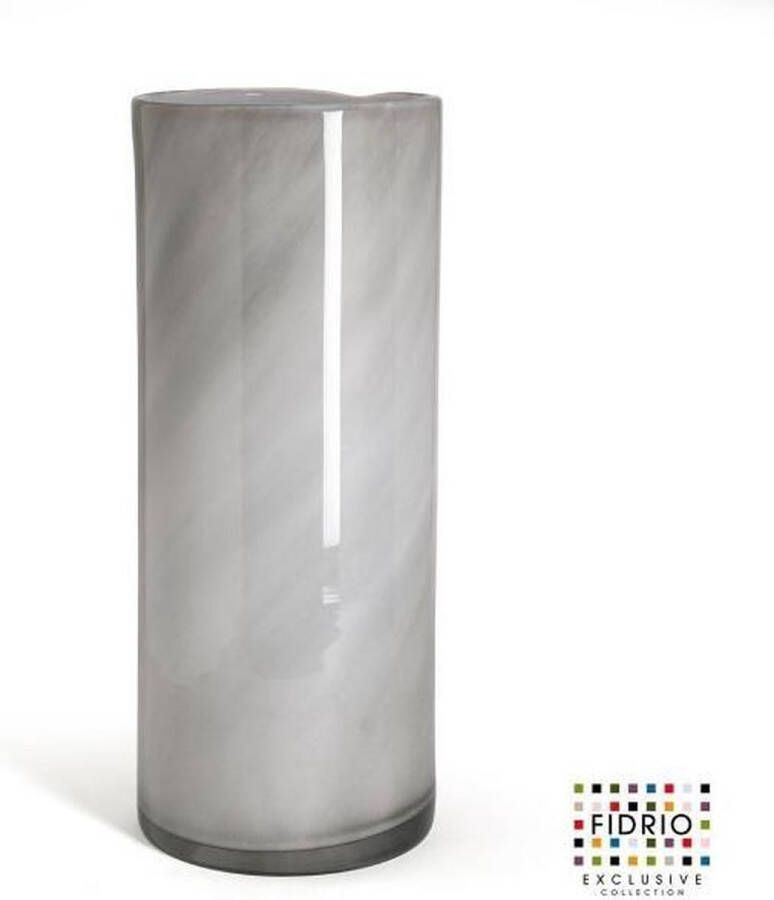 Fidrio Design vaas Cilinder GREY OPAL glas mondgeblazen diameter 20 cm hoogte 40 cm