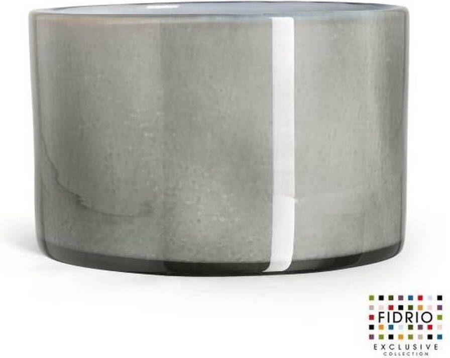 Fidrio Design vaas Cilinder GREY OPAL glas mondgeblazen diameter 23 cm hoogte 14 5 cm