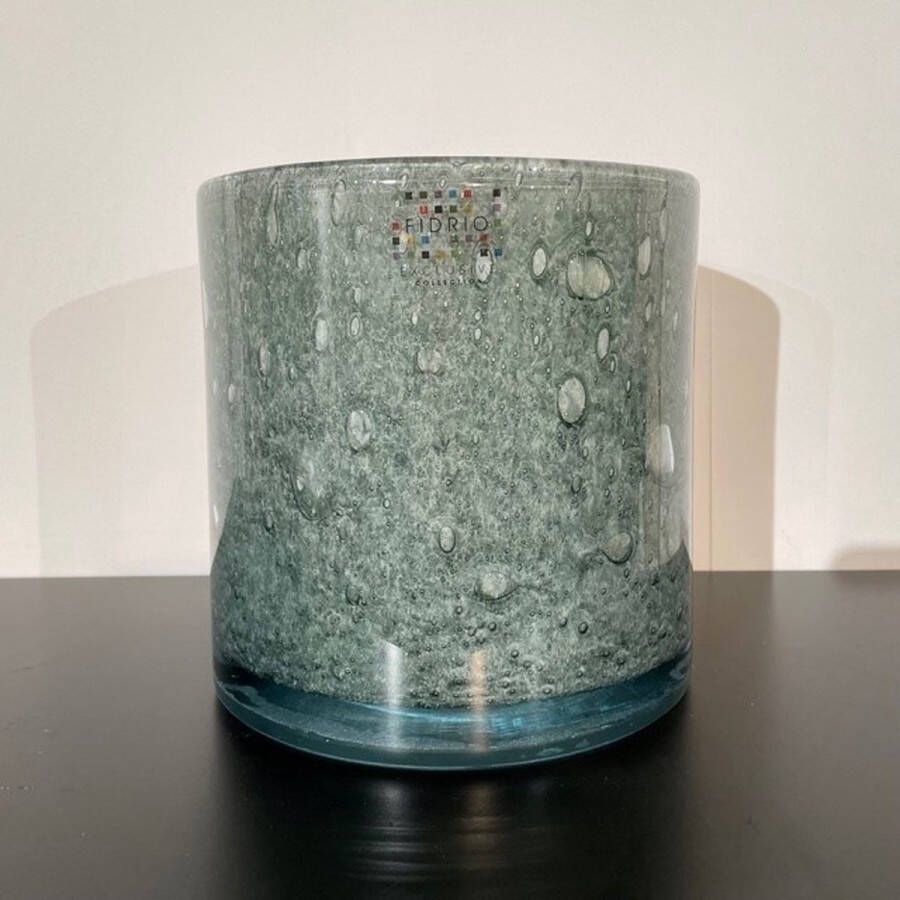 Fidrio Design Vaas CILINDER JADE glas mondgeblazen bloemenvaas diameter 17 cm hoogte 18 cm
