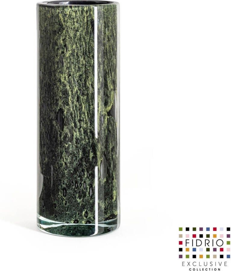 Fidrio Design Vaas Cilinder MOUNTAIN GREEN glas mondgeblazen bloemenvaas diameter 12 cm hoogte 32 cm