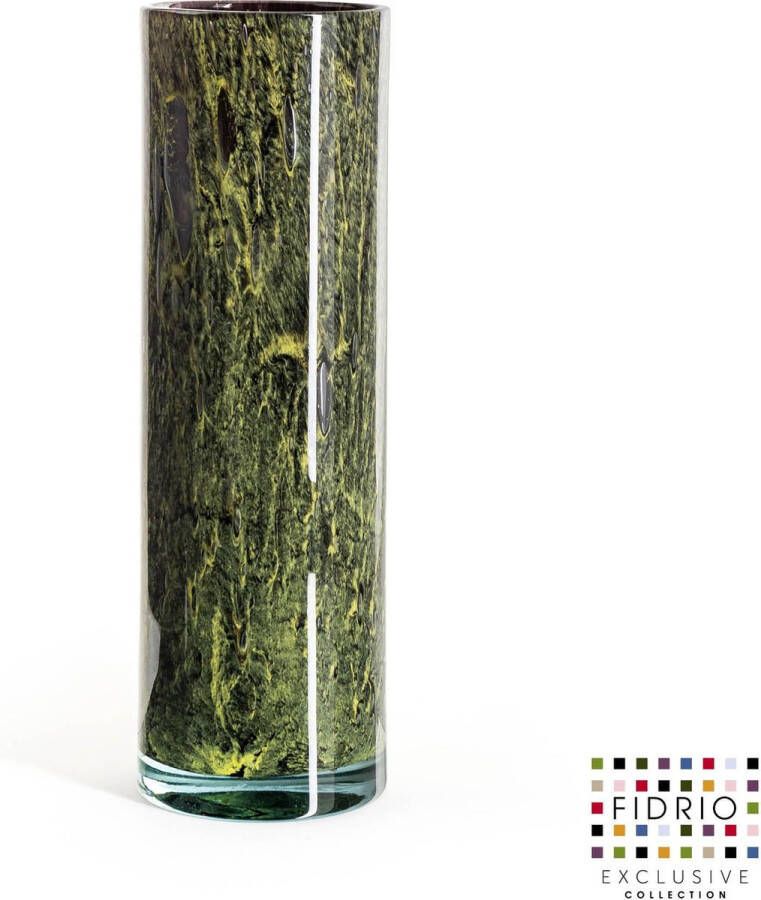 Fidrio Design Vaas Cilinder MOUNTAIN GREEN glas mondgeblazen bloemenvaas diameter 12 cm hoogte 38 cm