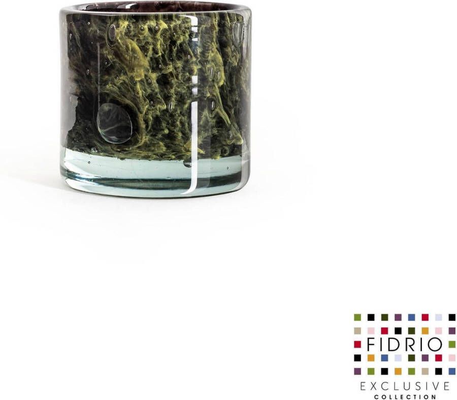 Fidrio Design Vaas Cilinder MOUNTAIN GREEN glas mondgeblazen bloemenvaas diameter 8 5 cm hoogte 8 5 cm