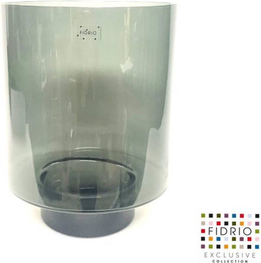 Fidrio Design Vaas CILINDER ON BASE GREY glas mondgeblazen bloemenvaas diameter 28 cm hoogte 35 cm