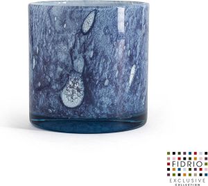 Fidrio Design Vaas Cilinder PURPLE BLUE glas mondgeblazen bloemenvaas diameter 17 cm hoogte 18 cm
