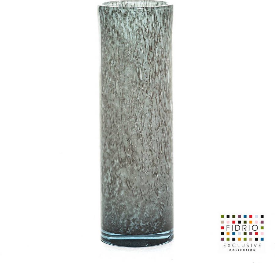 Fidrio Design Vaas Cilinder ROCKY GREY glas mondgeblazen bloemenvaas diameter 12 cm hoogte 38 cm
