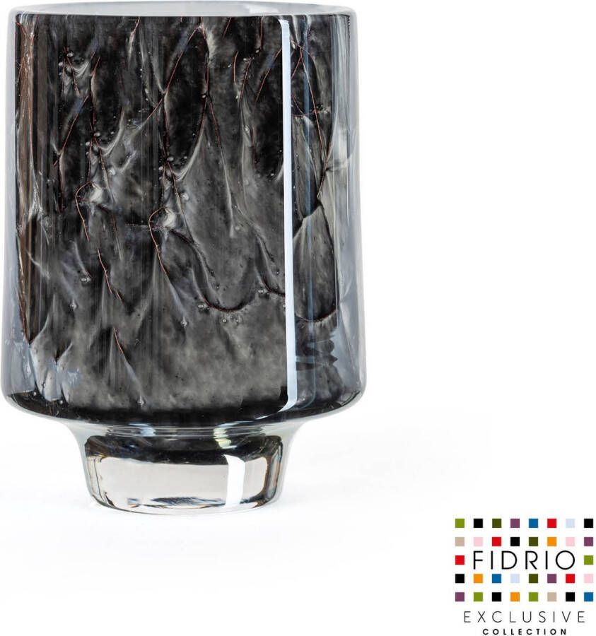 Fidrio Design vaas cilinder small on base NERO zwart Bloemenvaas glas mondgeblazen hoogte 11 cm