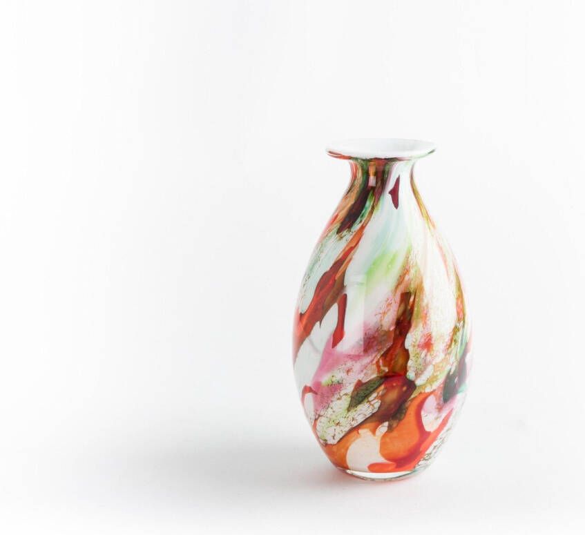 Fidrio Design vaas Drop MIXED COLOURS glas mondgeblazen bloemenvaas hoogte 30 cm
