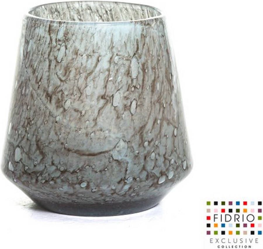 Fidrio Design Vaas Eden ROCKY GREY glas mondgeblazen bloemenvaas diameter 17 cm hoogte 22 cm
