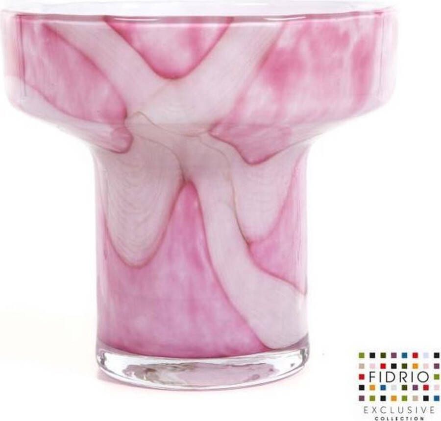 Fidrio Design vaas Evoluon small PINK FLAME glas mondgeblazen bloemenvaas diameter 18 cm hoogte 16 5 cm