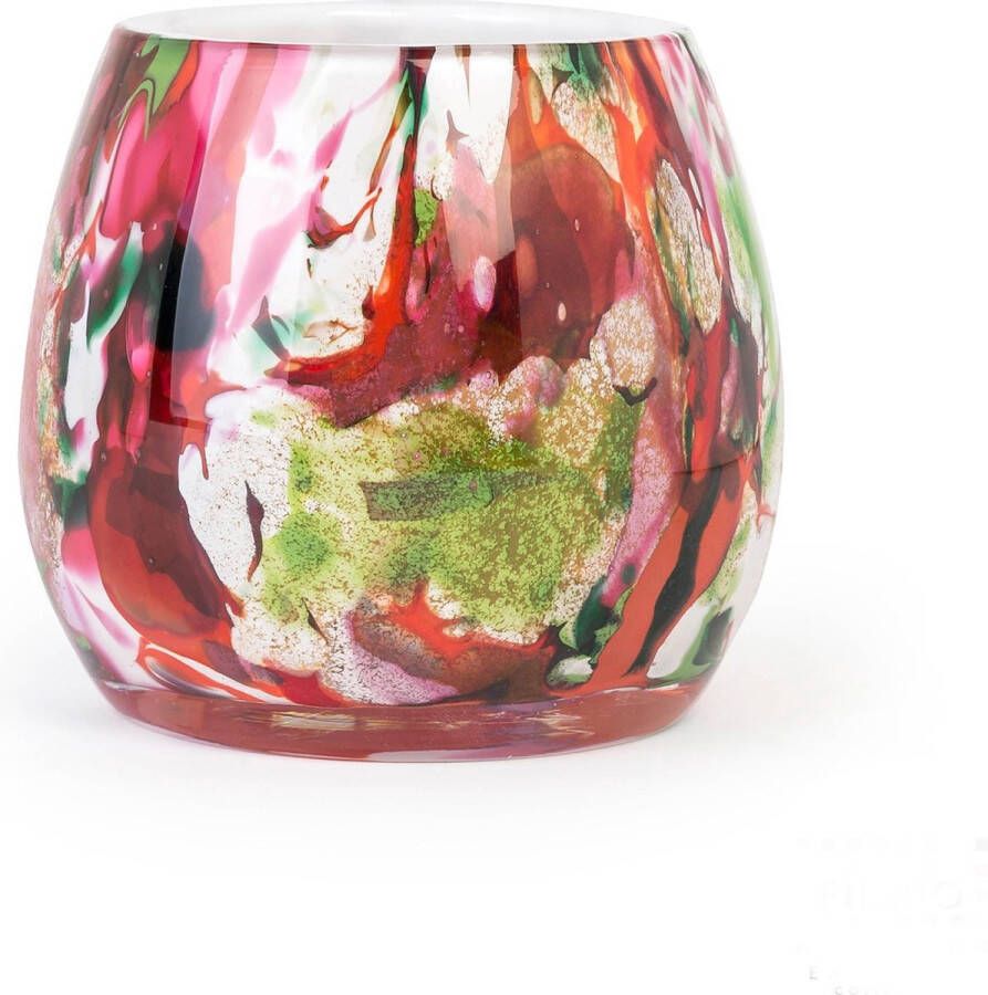 Fidrio Design vaas Fiore MIXED COLOURS glas mondgeblazen bloemenvaas hoogte 15 cm
