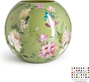 Fidrio Design Vaas Flower Garden HAND PAINTED glas mondgeblazen bloemenvaas diameter 25 cm