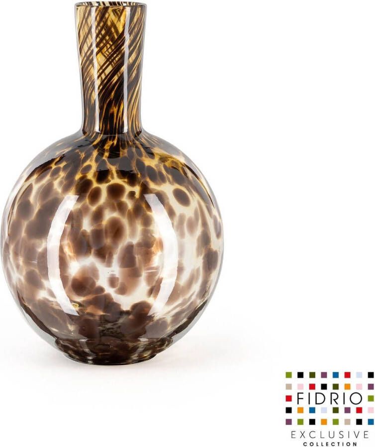 Fidrio Design vaas Globe Medium LEPPARD glas mondgeblazen bloemenvaas hoogte 26 cm