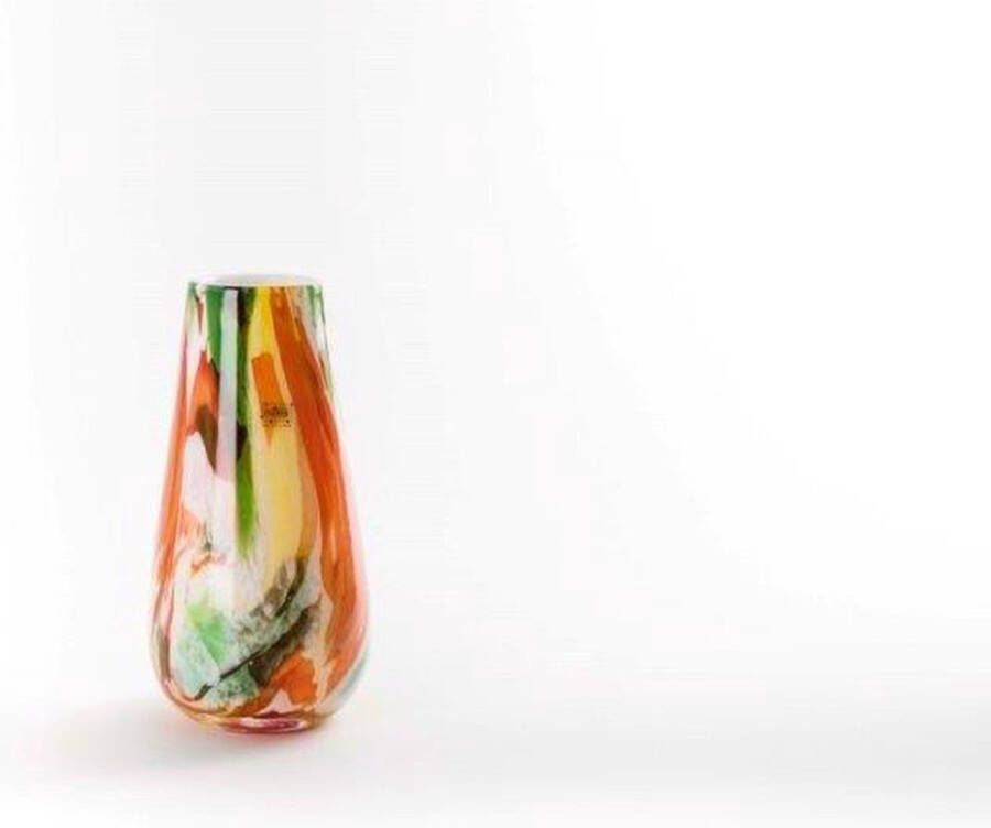Fidrio Design vaas Gloriosa MIXED COLOURS glas mondgeblazen bloemenvaas hoogte 30 cm