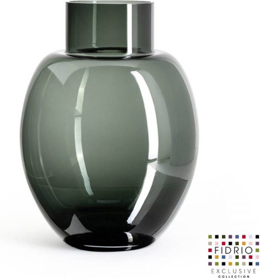 Fidrio Design Vaas Grandeur GREY BLACK glas mondgeblazen bloemenvaas diameter 30 cm hoogte 40 cm