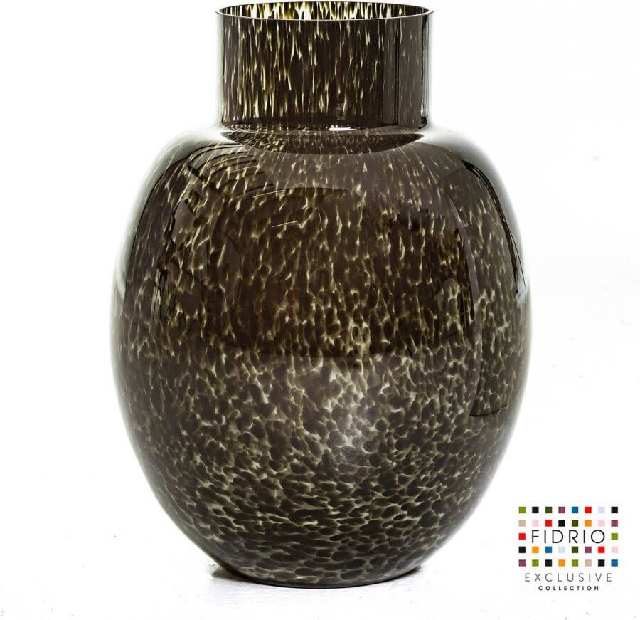 Fidrio Design Vaas MALAGA GREY BLACK glas mondgeblazen bloemenvaas diameter 30 cm hoogte 39 cm