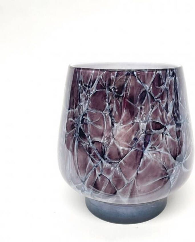 Fidrio Design Vaas Milano MAUVE PURPLE glas mondgeblazen bloemenvaas diameter 18 cm hoogte 27 cm