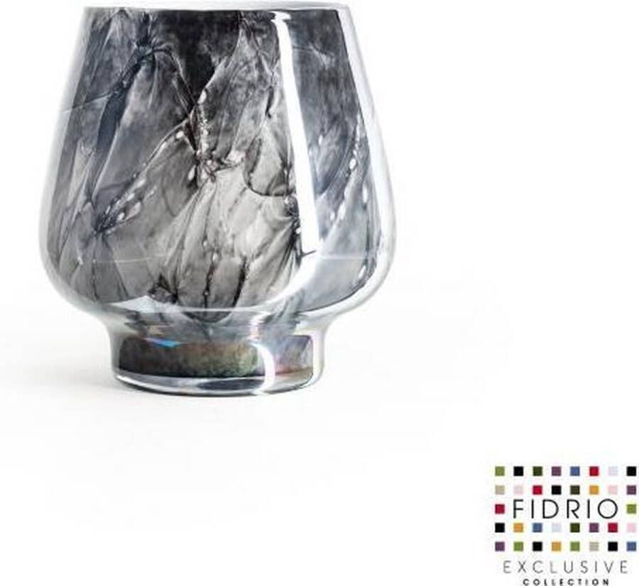 Fidrio Design vaas Milano medium NERO glas mondgeblazen bloemenvaas diameter 14 cm hoogte 20 cm