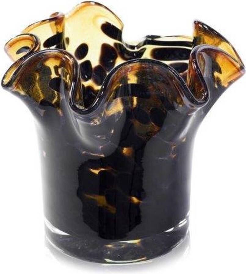 Fidrio Design vaas Mini LEPPARD glas mondgeblazen bloemenvaas hoogte 12 cm