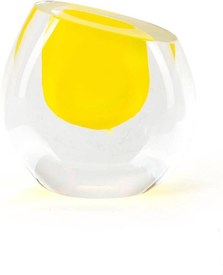 Fidrio Design vaas mini vase geel Massive glas mondgeblazen hoogte 11 5 cm