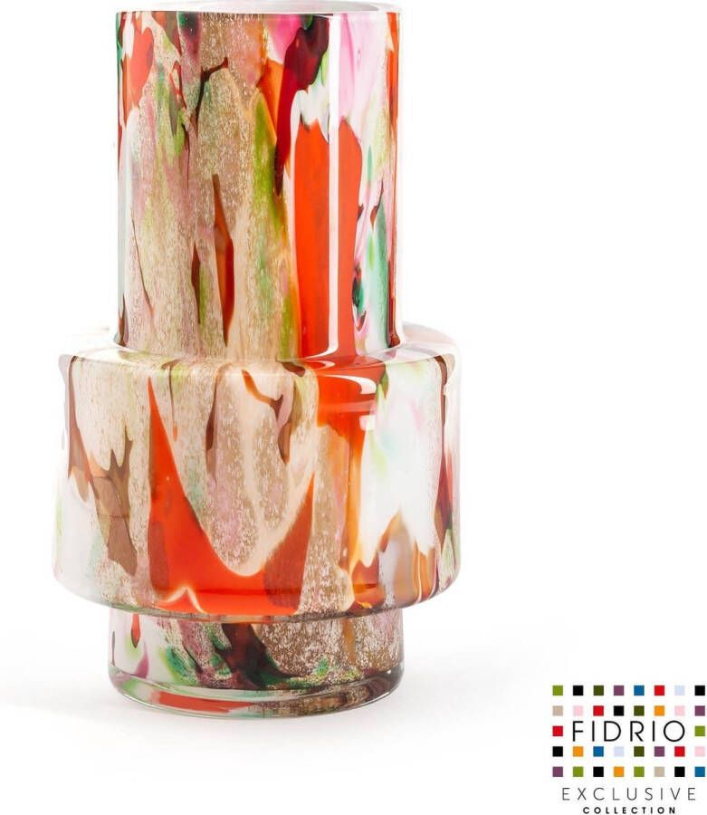 Fidrio Design vaas Nuovo MIXED COLOURS glas mondgeblazen bloemenvaas diameter 10 cm hoogte 35 cm