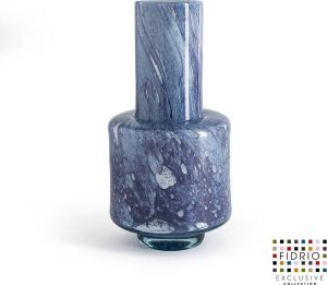 Fidrio Design Vaas Nuovo PURPLE BLUE glas mondgeblazen bloemenvaas diameter 18 cm hoogte 36 cm