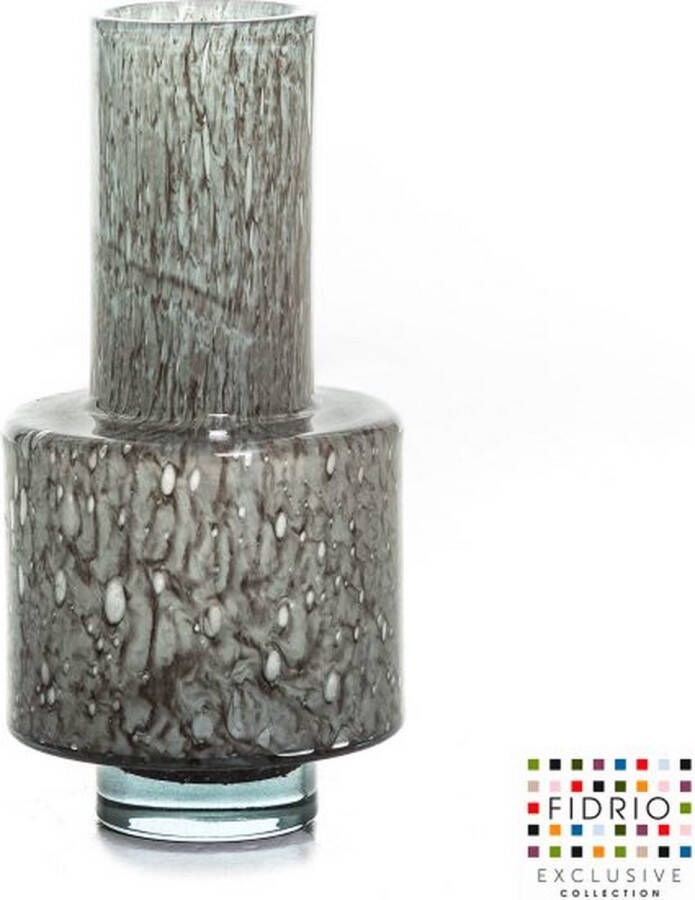 Fidrio Design Vaas Nuovo ROCKY GREY glas mondgeblazen bloemenvaas diameter 18 cm hoogte 36 cm