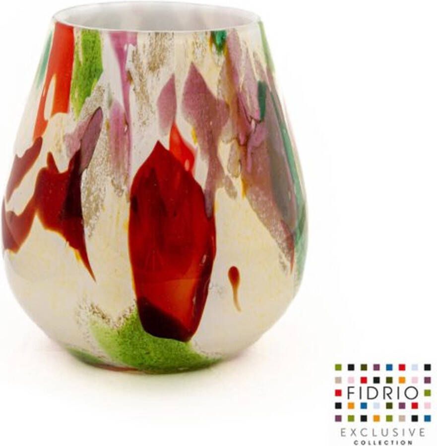 Fidrio Design Vaas Oblique MIXED COLOURS glas mondgeblazen bloemenvaas hoogte 22 cm