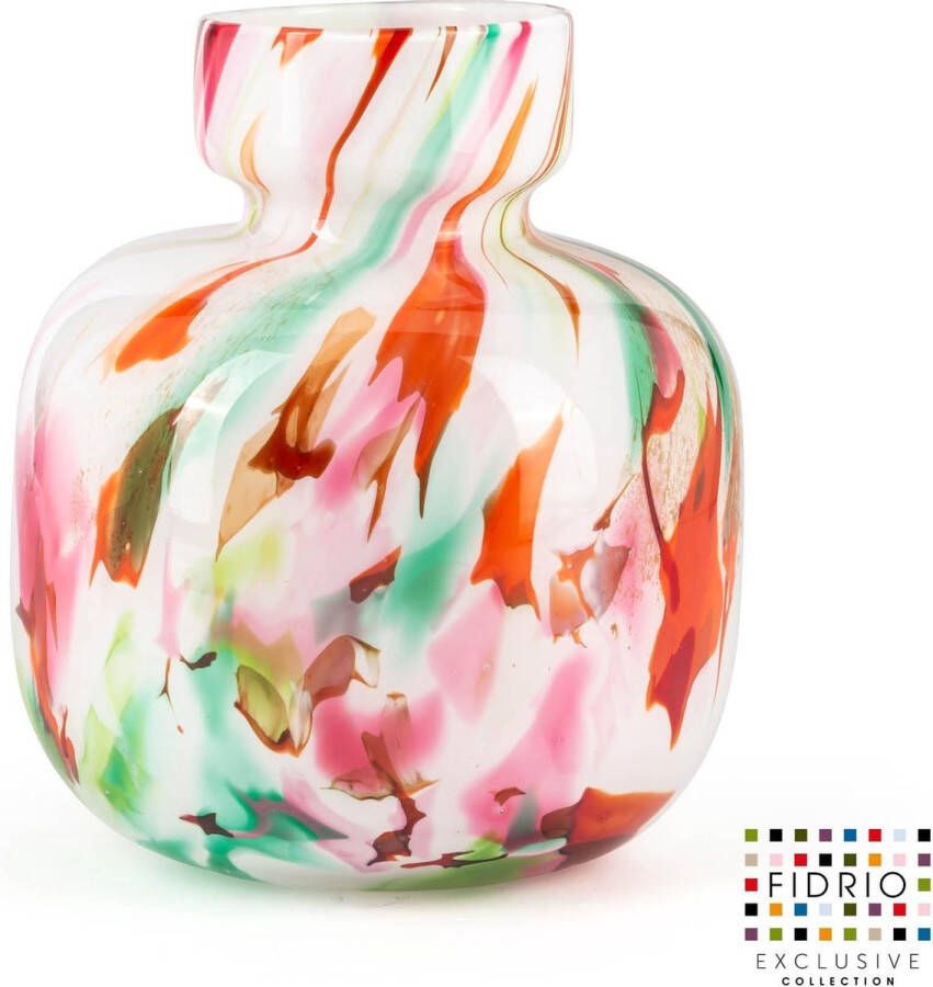 Fidrio Design vaas Olympia large MIXED COLOURS glas mondgeblazen bloemenvaas hoogte 25 cm