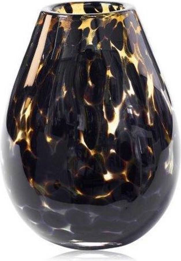 Fidrio Design vaas Organic leppard glas mondgeblazen bloemenvaas hoogte 20 cm