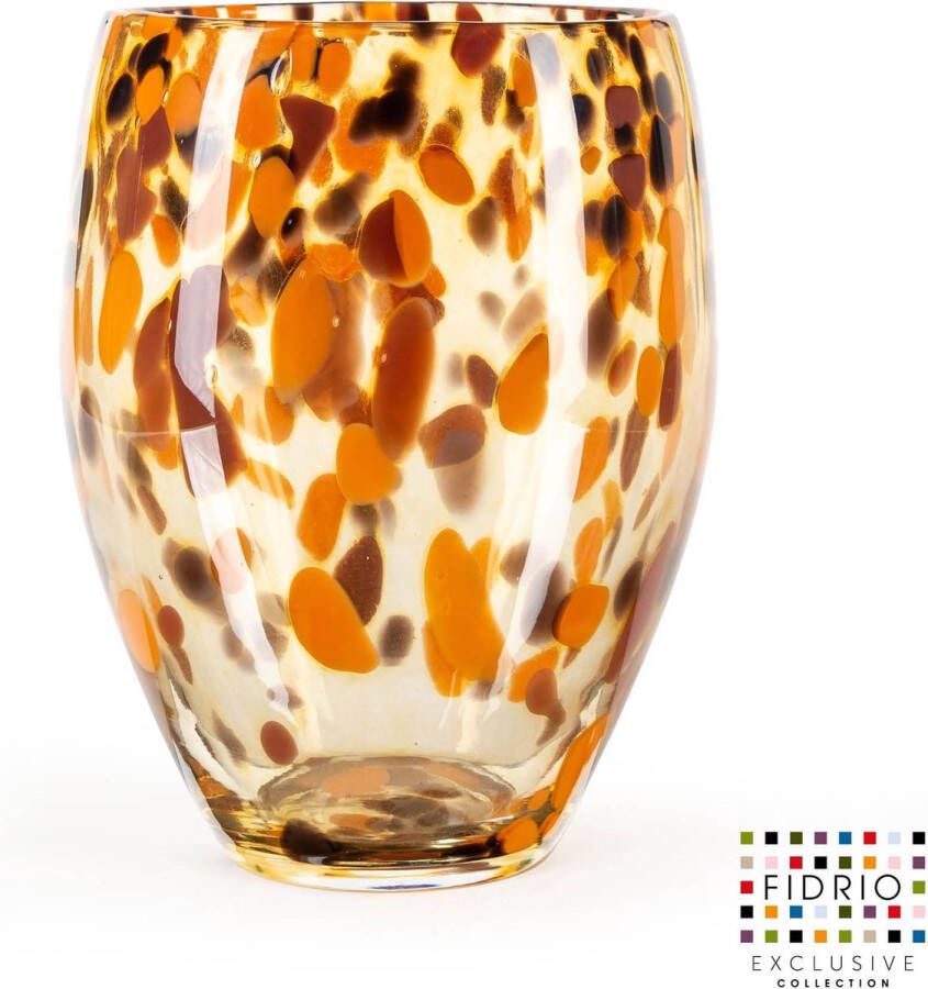 Fidrio Design vaas Oval HAVANNA glas mondgeblazen bloemenvaas diameter 18 cm hoogte 25 cm