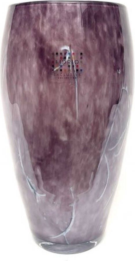Fidrio Design Vaas Oval MAUVE PURPLE glas mondgeblazen bloemenvaas hoogte 30 cm