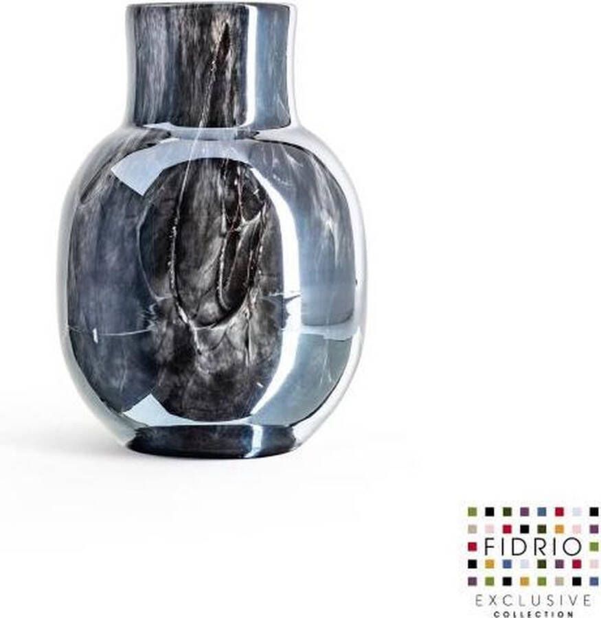 Fidrio Design vaas Palermo medium NERO glas mondgeblazen bloemenvaas diameter 9 cm hoogte 25 cm