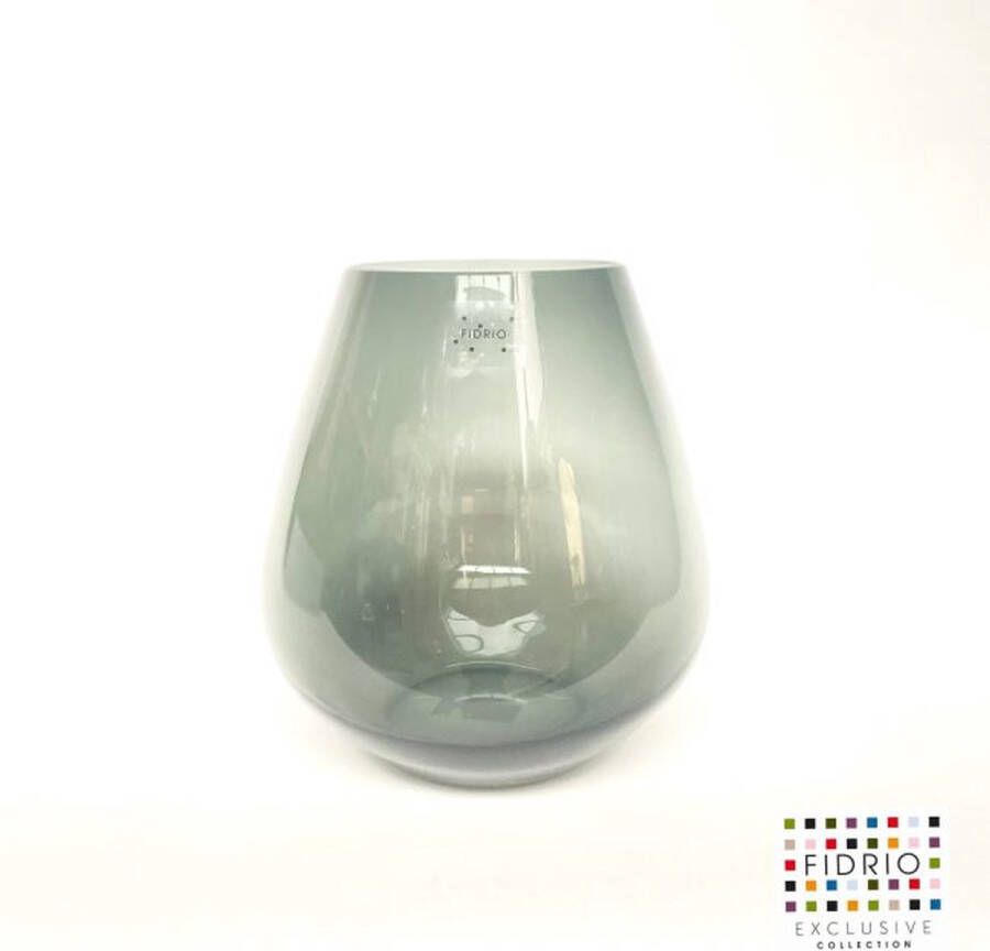 Fidrio Design Vaas PEAR GREY glas mondgeblazen bloemenvaas diameter 25 cm hoogte 27 cm