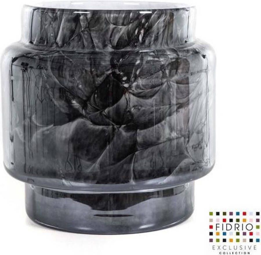Fidrio Design vaas Puccini NERO glas mondgeblazen bloemenvaas diameter 11 5 cm hoogte 15 cm