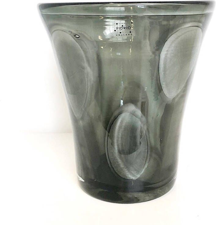 Fidrio Design vaas Sidney Grey Cloudy glas mondgeblazen diameter 24 cm hoogte 25 cm