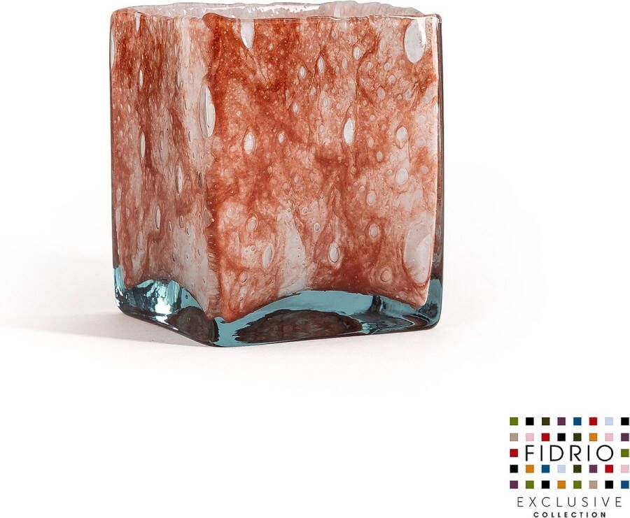 Fidrio Design Vaas Square BLUSH glas mondgeblazen bloemenvaas diameter 10 cm hoogte 13 cm