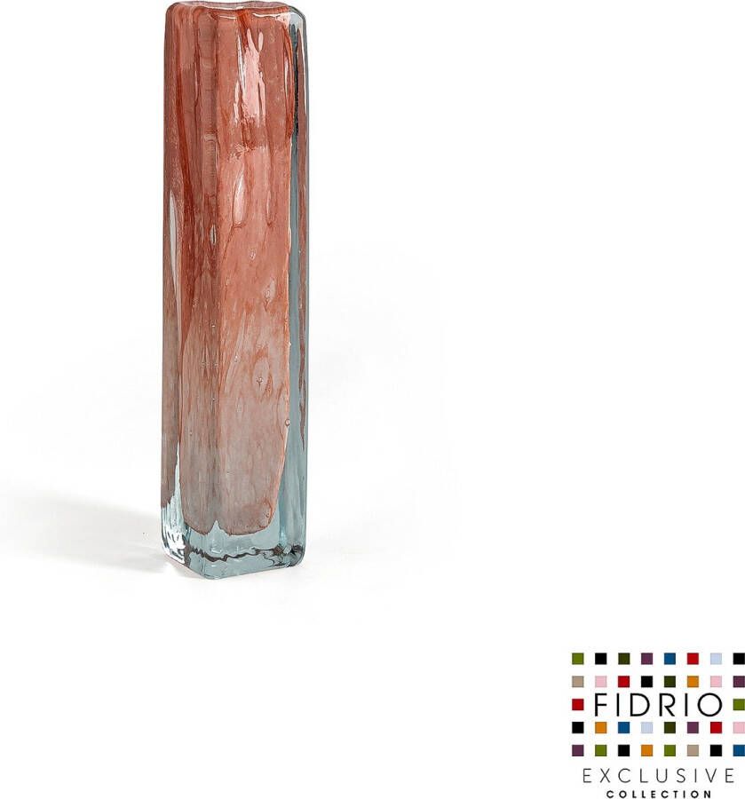 Fidrio Design Vaas Square BLUSH glas mondgeblazen bloemenvaas hoogte 20 cm
