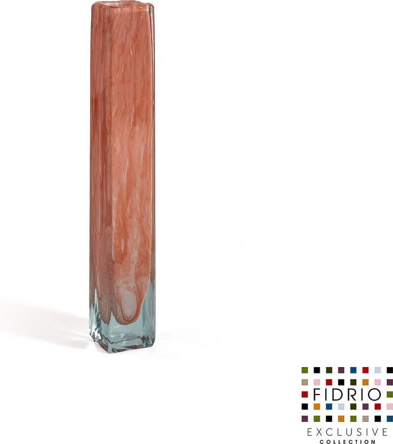 Fidrio Design Vaas Square BLUSH glas mondgeblazen bloemenvaas hoogte 28 cm
