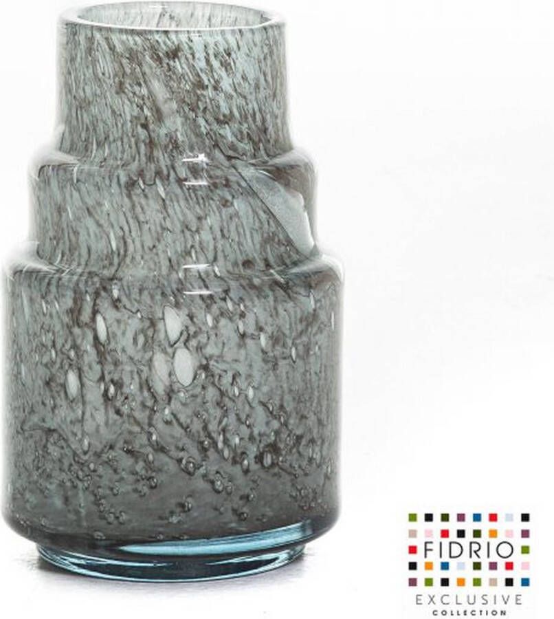 Fidrio Design Vaas TORCH LARGE ROCKY GREY glas mondgeblazen bloemenvaas diameter 10 cm hoogte 26 cm