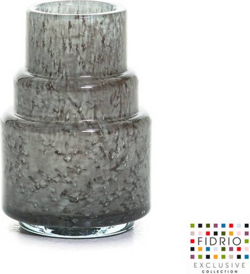 Fidrio Design Vaas TORCH SMALL ROCKY GREY glas mondgeblazen bloemenvaas diameter 8 cm hoogte 20 cm