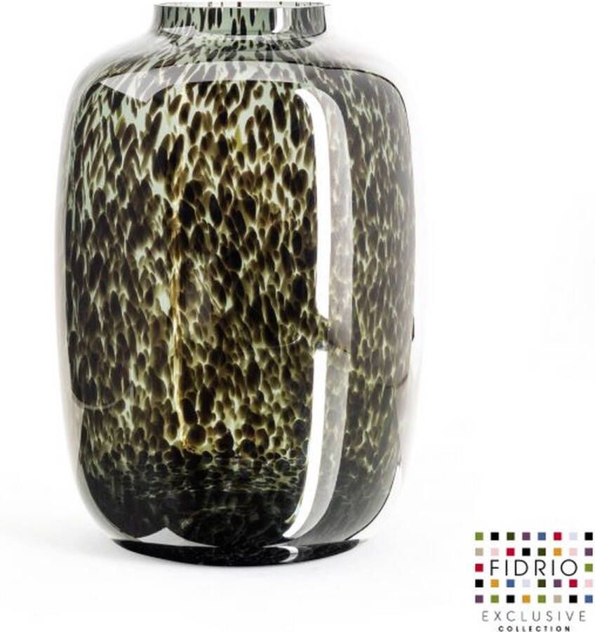 Fidrio Design Vaas Toronto GREY BLACK glas mondgeblazen bloemenvaas diameter 25 cm hoogte 35 cm