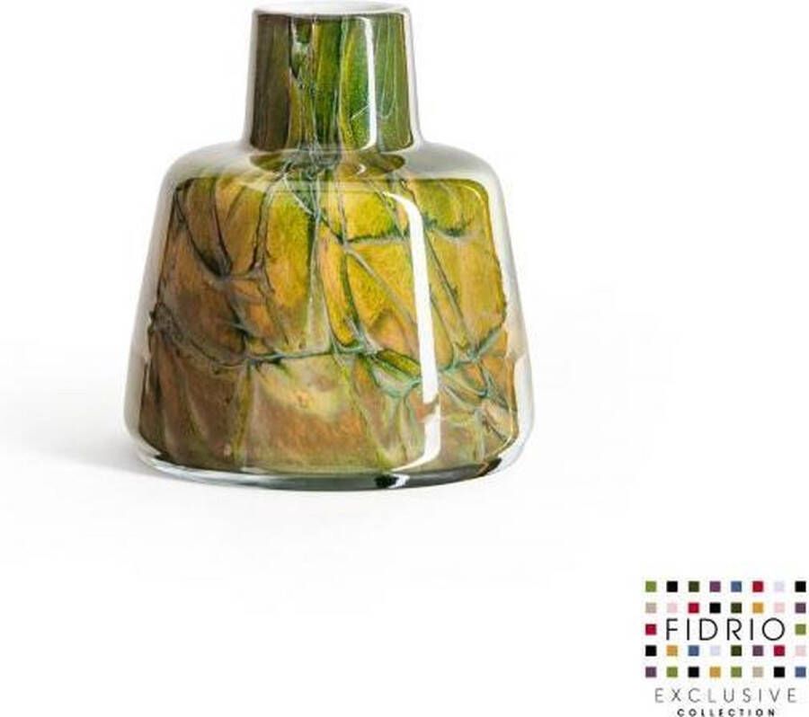 Fidrio Design vaas Toscany small URBAN GREEN glas mondgeblazen bloemenvaas diameter 5 cm hoogte 15 cm