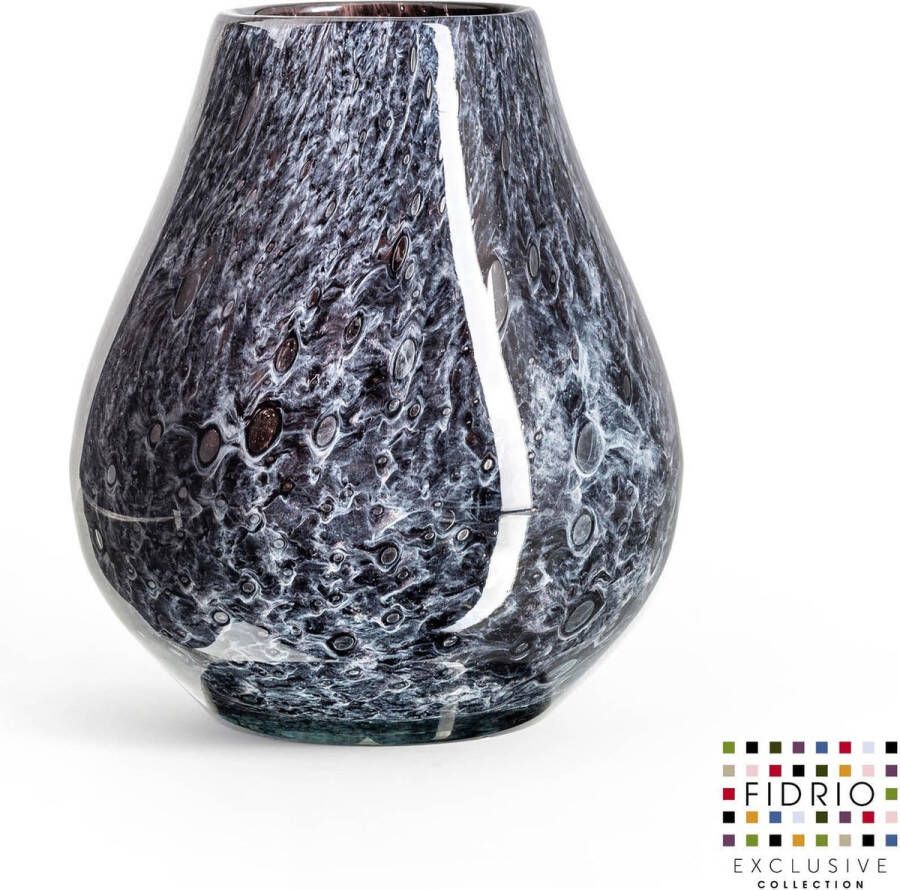 Fidrio Design Vaas Venice BLACK FOREST glas mondgeblazen bloemenvaas diameter 19 cm hoogte 25 cm