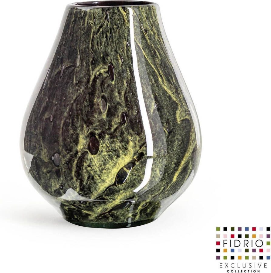 Fidrio Design Vaas Venice MOUNTAIN GREEN glas mondgeblazen bloemenvaas diameter 19 cm hoogte 25 cm