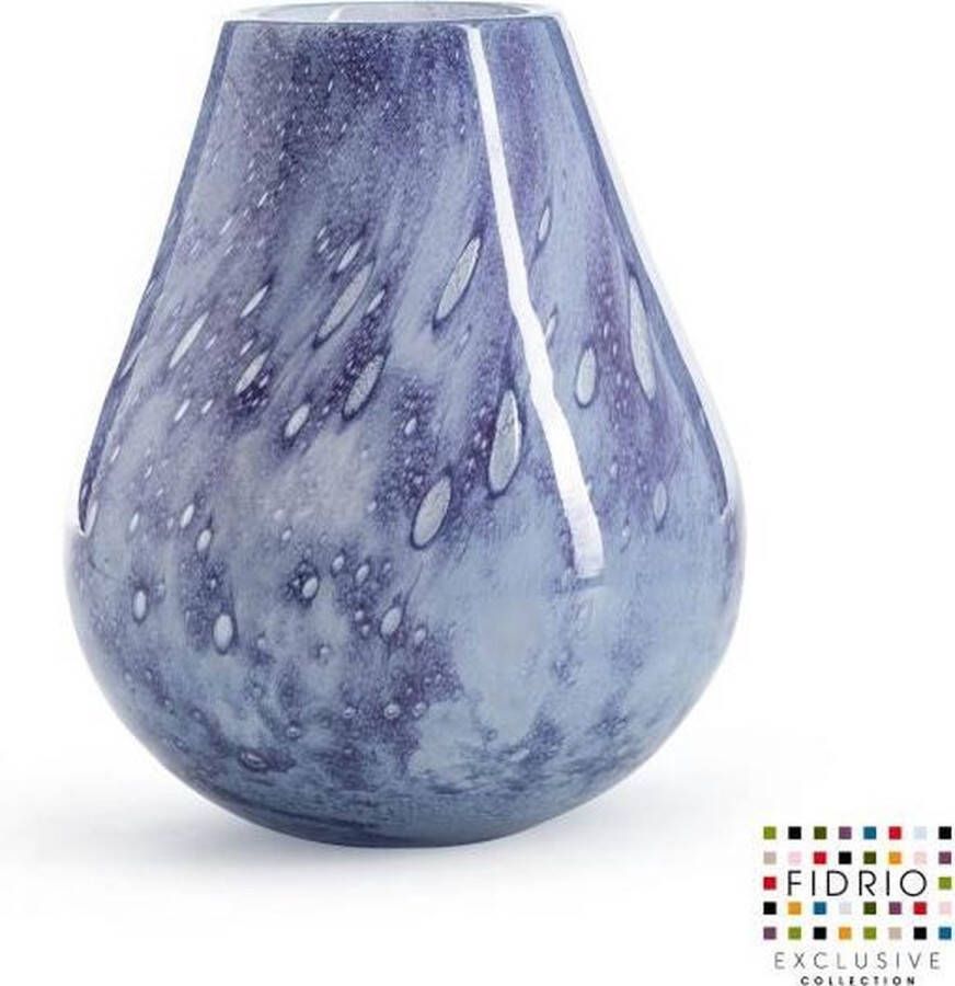 Fidrio Design vaas Venice PASTEL BLUE glas mondgeblazen bloemenvaas diameter 16 cm hoogte 20 cm