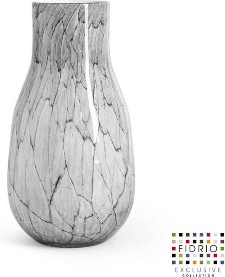 Fidrio Design vaas Verona large CEMENT GREY glas mondgeblazen bloemenvaas diameter 11 cm hoogte 36 cm