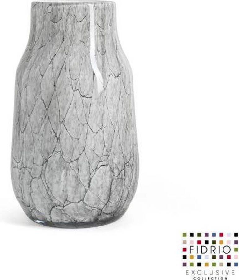 Fidrio Design vaas Verona medium CEMENT GREY glas mondgeblazen bloemenvaas diameter 9 cm hoogte 25 cm