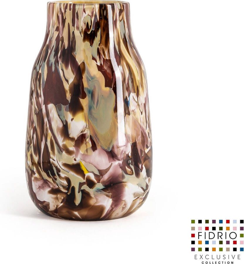 Fidrio Design Vaas Verona Medium EARTH glas mondgeblazen bloemenvaas diameter 9 cm hoogte 25 cm